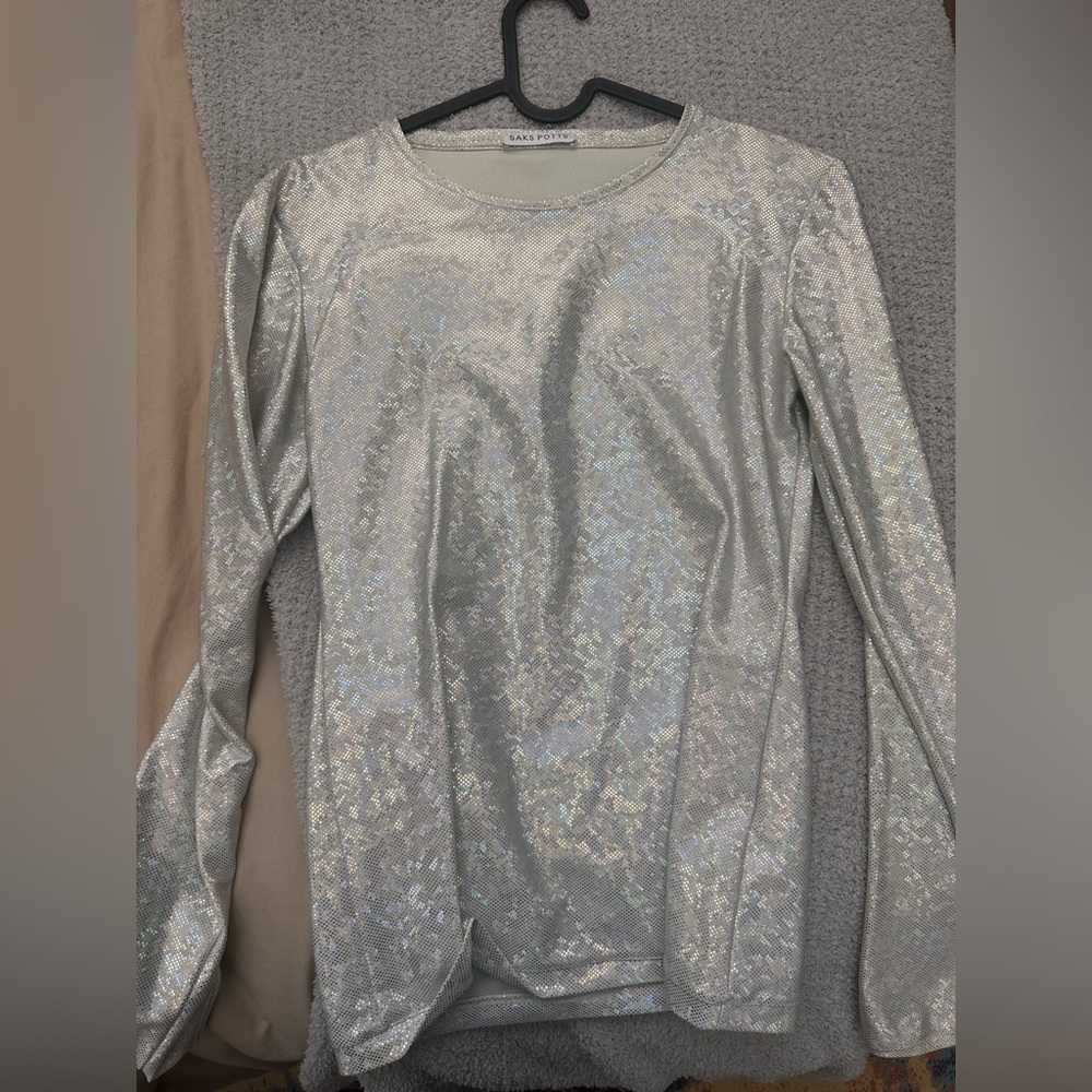 Saks Potts Iridescent Silver Blouse